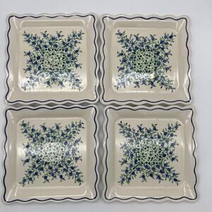 Zaklady Boleswiac Polish Pottery "Blue Dream"  Pattern Scalloped Plates 10"